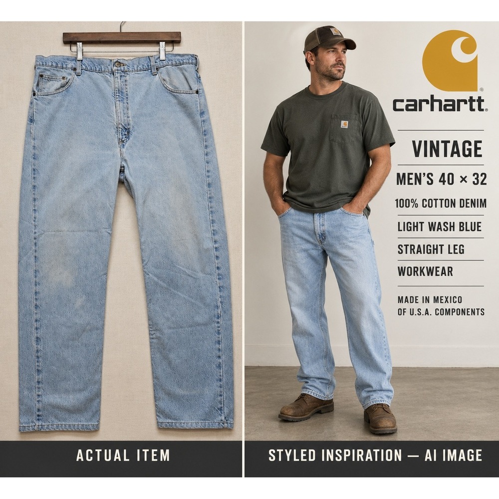 VTG Carhartt B18STW Traditional Fit Blue Stonewash Jeans 40x32 July 2001 Y2K